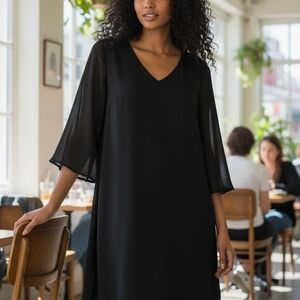 Luxology Women's Boho Fairy Goth Flowy Sleeve Black Mini Dress SZ 10 NWT
